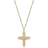 BENEIGE Gold Cross Necklace 14K Gold Plated Dainty Simple Cubic Zircon Chain Celtic Cross Pendant Necklace Jewelry for Women Men