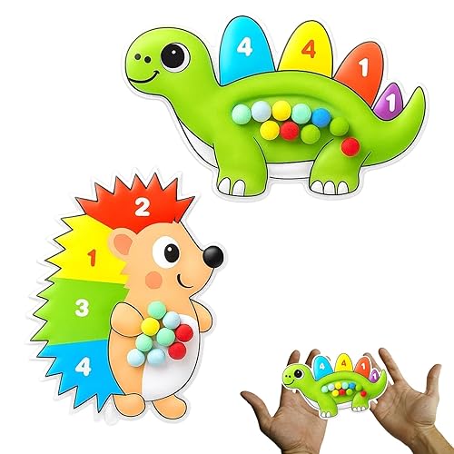 DtgEcd 2 Pack Fidget Toys for Toddlers, Travel Toys for Toddlers 3-6, Colour Sorting Sensory Toys for Autism, Fine Motor Skills Toys, Dinosaur and Hedgehog Shape, Portable Learning Toys
