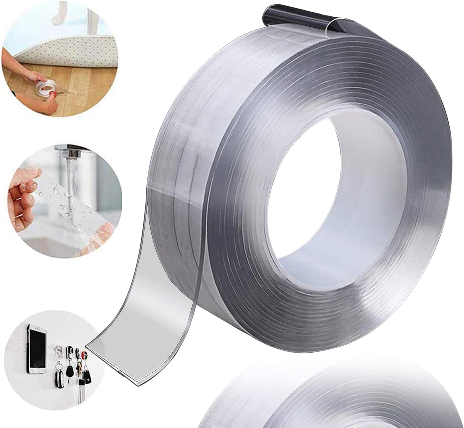 Multipurpose Nano Grip Tape Reusable Removable Washable Double Sided Sticky Strips Seamless Traceless Tape Adhesive Kitchen Holde(1.98IN /9.85FT) : Office Products