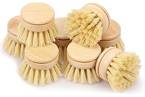 8Pcs Bamboo Dish Brush Heads, Wooden Replacement Brushes Heads for Dishes Cleaning, Soft Dish Scrubbers Washing Up Brush Head