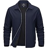 MAGCOMSEN Men's Lightweight Jackets Full Zip Up Light Coat Laydown Collar Jacket Casual Windbreaker Jacket with Zip Pockets