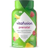 Vitafusion Prenatal Vitamin Gummies for Women | 90 Count | Folate &amp; DHA | For Mommy and Baby | Raspberry Lemonade Flavor Gummy | Gluten and Dairy Free Multivitamin Supplement For Pregnancy Support