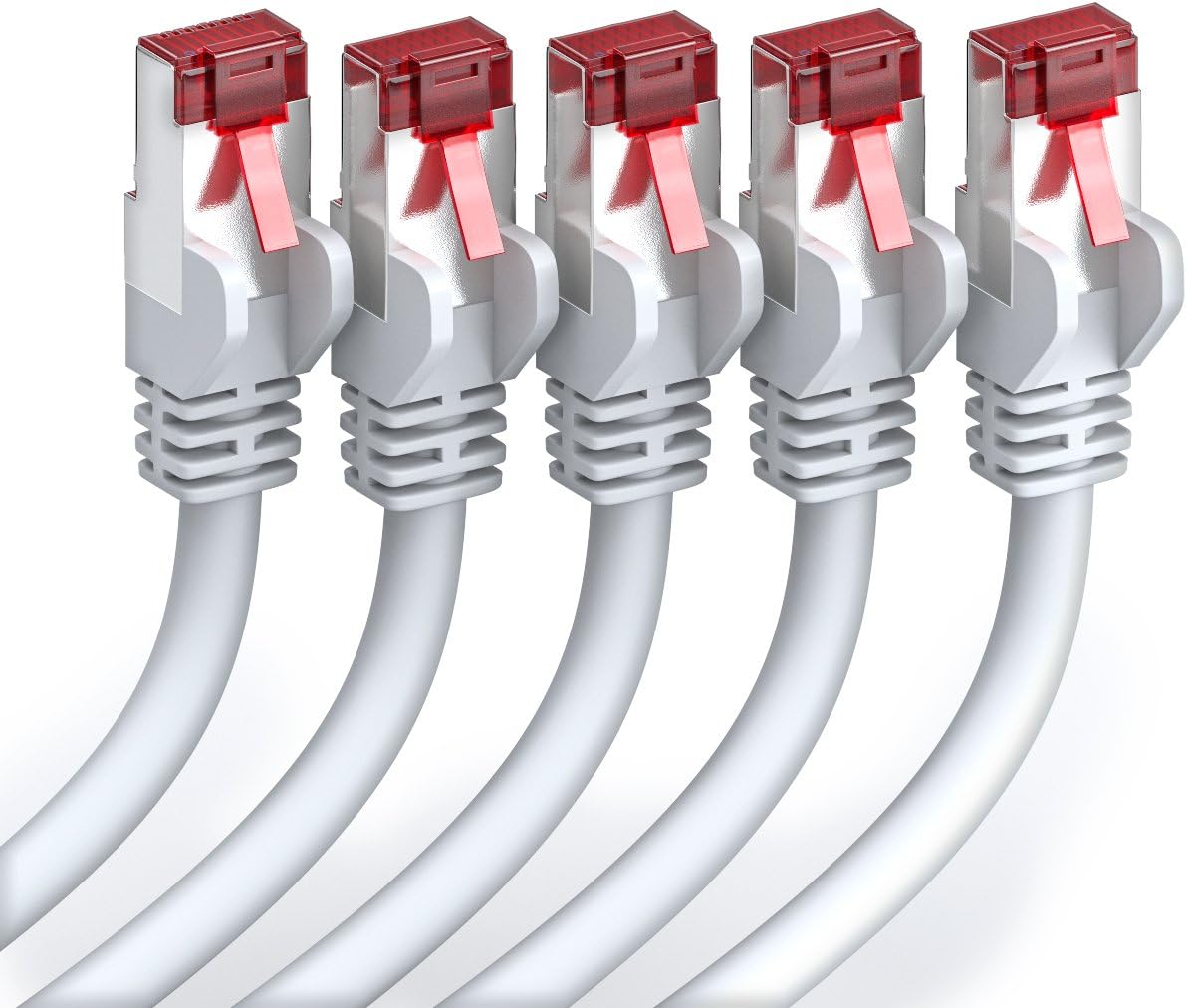 deleyCON 5x 1m (3.28 ft.) CAT6 Patch Cable S/FTP PIMF Shield CAT-6 RJ45 Network Cable Ethernet Cable LAN DSL Switch Router Modem - Image 3