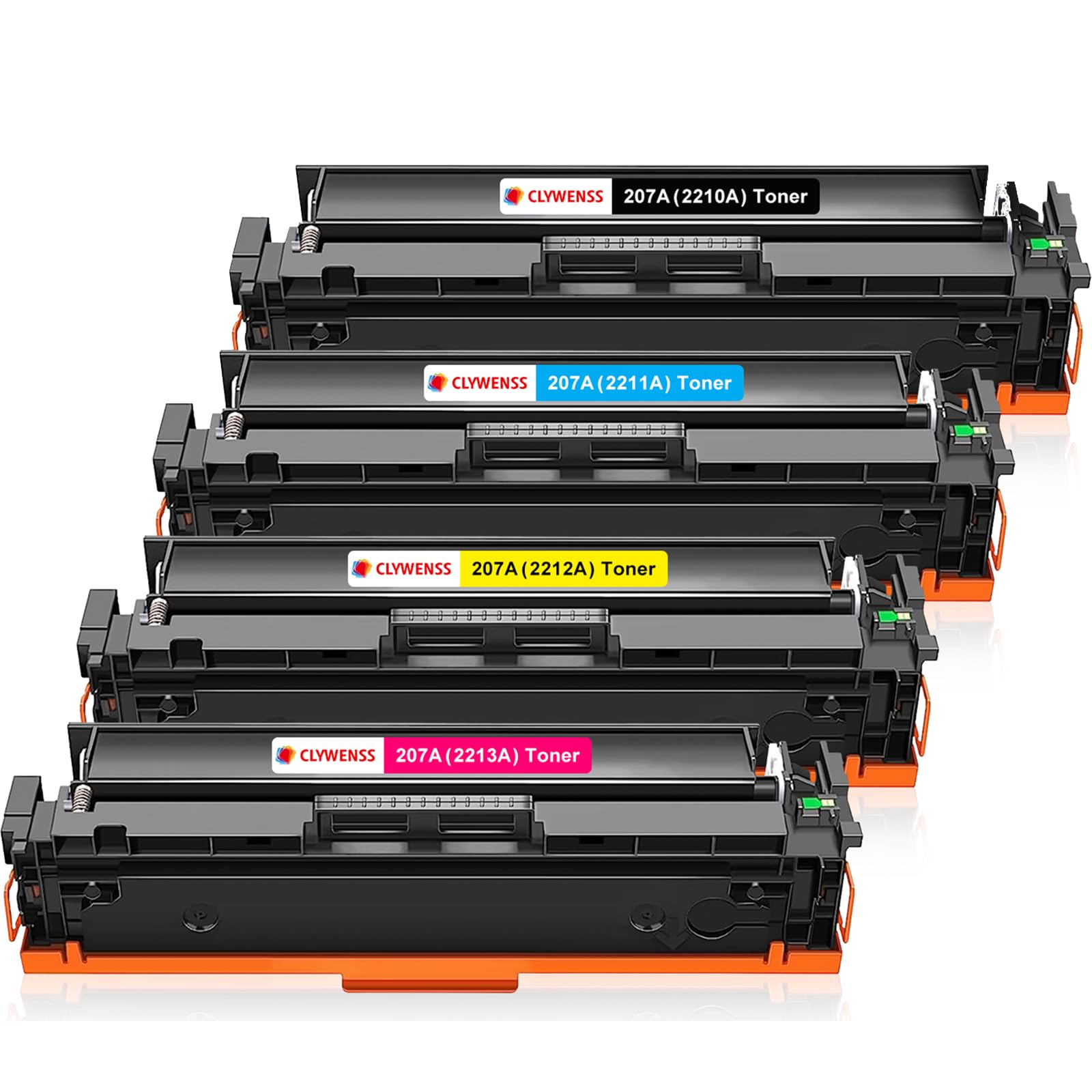 Clywenss 207A Toner Cartridges Set (With Chip) Compatible with HP 207A 207X for Color LaserJet Pro MFP M283fdw M255dw M255nw M282nw W2210A W2211A W2212A W2213A, 4-Pack (Black Cyan Magenta Yellow)