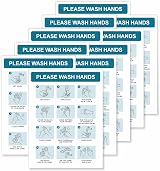 Viro Display Please Wash Hands Stickers 10 Pack 150x200mm Waterproof Vinyl view 1