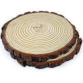 Large Wood Slice Rounds, Natural, 11-12 Inch Diameter, Set of 2, for Wedding Centerpieces, Event Table Decor, Rustic Home Display