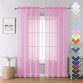 Lecloud Light Pink Sheer Curtains 84 Inches Long 2 Panels Set, Dual Rod Pocket Light Filtering Voile Window Curtain Panels, Elegant Airy Curtains for Living Room Girl's Bedroom, Each 42" W X 84" L