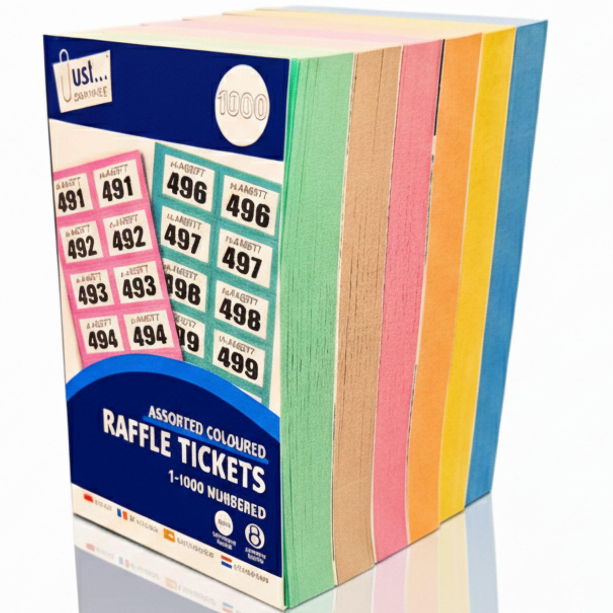 ZEBTON Raffle Tickets Books 1-1000 6 Pack, Cloakroom Tickets Lucky Draw Tombola Draw Prize Draw and Charity Events Assorted Colors (6) — image 1