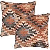Mahito Pack of 2 Throw Pillow Cover Southwestern Vintage Arizona Tribal Distressed Rug Throw Pillow Case Soft Velvet Decorative Home Decor Living Room Cushion Cover for Bed Couch Car 18x18 Inch