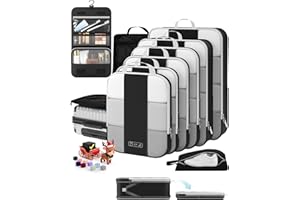 10 Set Compression Packing Cubes for Travel Essentials,Compressible Expandable Packing Cubes for Suitcase,OlarHike Luggage Organizer Bags for Travel,Handy Helper for Organizing Clothes(Black)