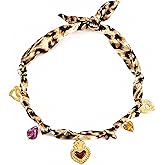 Harlermoon Scarf Necklace Heart Flower White Pink Blue Adjustable Bandana Choker Silk Western for Women Boho Beach Ceramic Jewelry