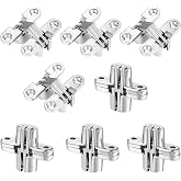 8 Pcs Hidden Hinges for Cabinet Doors, 1-3/4" Stainless Steel Hidden Hinges | 180 Degree Invisible Hinge, Cross Hingesfor Cabinet, Folding Door, Folding Table And Cupboard