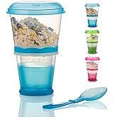 Cereal On The Go, Cup Container Breakfast Drink Milk Cups Portable Yogurt and Travel To-Go Food Containers Storage With Spoon