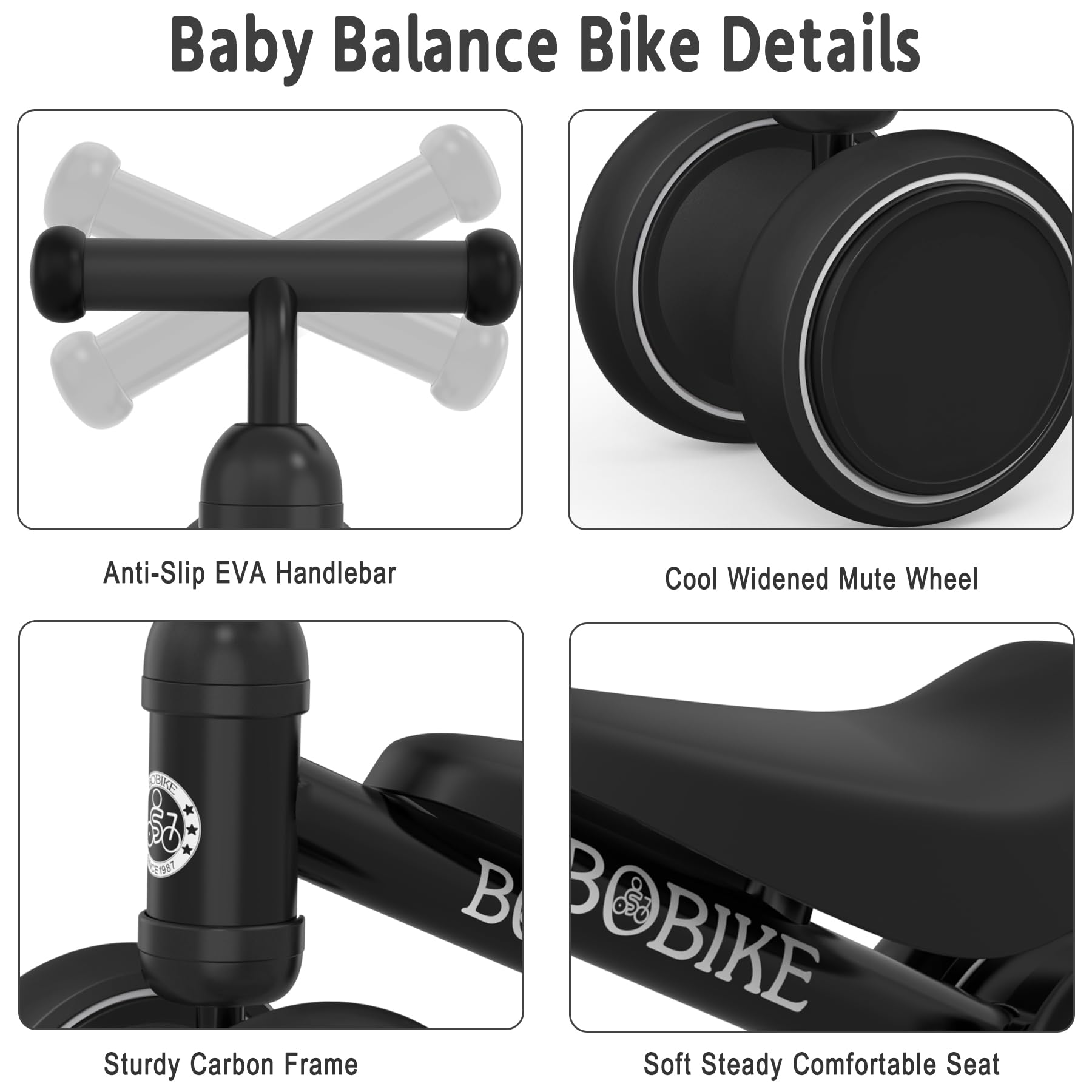 Baby Balance Bike Toys for 12-36 Months Kids Toy Boy and Girls Gifts Toddler Best First Birthday Gift Children Walker No Pedal Infant 4 Wheels Bicycle (Classic, Black)