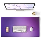 Colorful Star Purple Desk Mat Woman Office Desk Pad, Leather Keyboard and Mouse Pad for Desk, Ombre Desk Accessories for Girls, Non-Slip Large Gaming Mouse Pads Desk Cover Décor 31.5"x15.7"