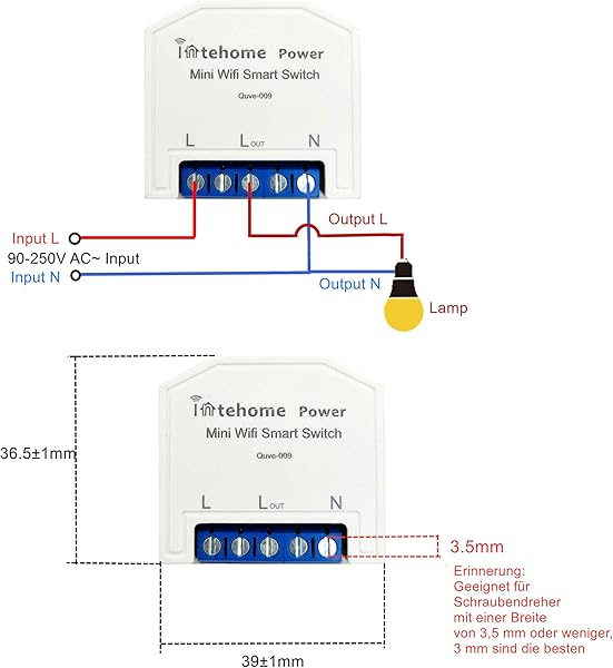 INTEHOME POWER Smart Home 16A Wlan Schalter Stromzhler WiFi Lichtschalter Kompatibel mit Alexa Google Home 2er Pack APP Smart Life