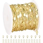Chain for Jewelry Making 16 Feet Gold Plated Chains Roll with Lobster Clasps and Jump Rings for DIY Necklaces Bracelets