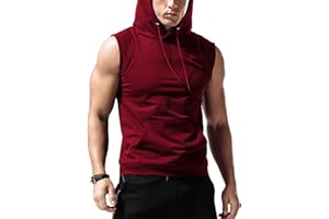 Babioboa Men's Workout Hooded Tank Tops Sleeveless Gym Hoodies Bodybuilding Muscle Cut Off T-Shirts