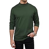 LuxMania Men's Casual Cotton Mock Turtleneck Long Sleeve T-Shirts Solid Pullover Basic Lightweight Tee Tops