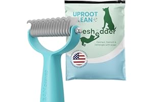 Uproot Clean Undercoat Rake for Dogs - Versatile Dematting Comb for Dogs, Cats & Bunnies - Dual-Sided 9 & 17 Blade Dog Deshedding Brush - Gentle & Effective Grooming Tool for All Coat Types