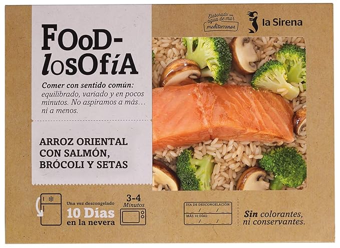 La Sirena Arroz Oriental Con Salmón, Brócoli Y Setas 400 g: Amazon ...