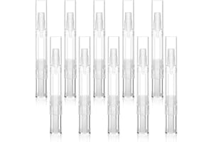 Rvetol 10 Pack 5 ML Cuticle Oil Pens, Empty Nail Oil Pen Transparent Twist Pens with Brush Tip Cosmetic Lip Gloss Containers Applicators Eyelash Growth Liquid Tube