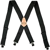 Mens Suspenders 2" Wide Adjustable and Elastic Braces X Shape with Very Strong Clips - Heavy Duty
