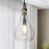 LALUZ Pendant Light Kitchen Island, 1-Light Farmhouse Kitchen Island Lights Rustic Teardrop Adjustable Hanging Pendant Light 