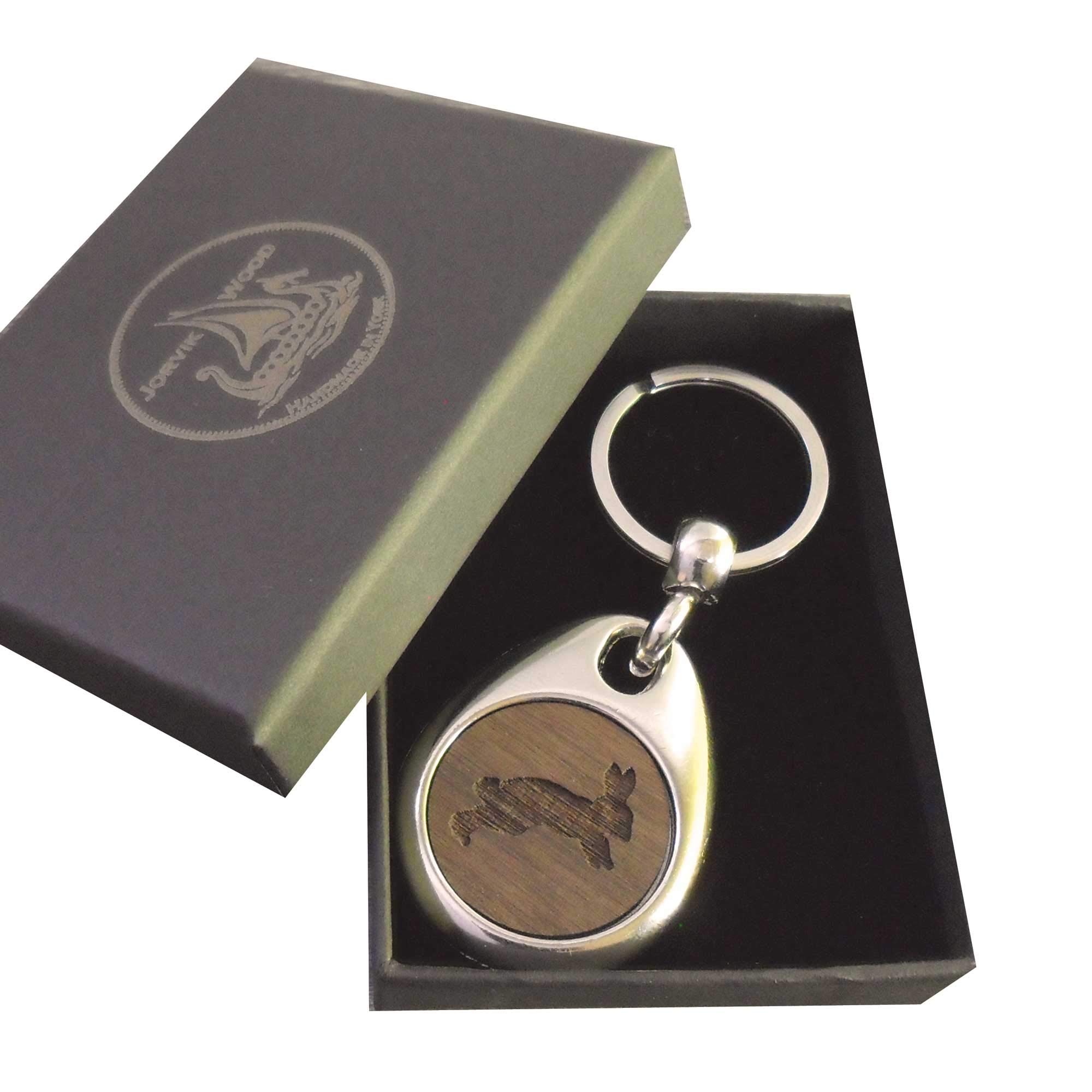 Jorvik Wood Rabbit Design Wooden Keyring with Gift Box