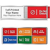 Custom Office Door Signs, Name Plate with 6 Status Options, Do Not Disturb, In A Meeting, Out Of Office, Working Remotely, Please Knock, Back Soon, Personalized Privacy Busy Sign, Self-Printable, 8 x 2.4 inch