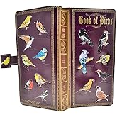 Shag Wear Book of Birds Large Women’s Wallet, Vegan Faux Leather Bifold with Card Slots, Bill Compartments and Secure Snap Closure in Burgundy 7"