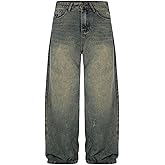 Aelfric Eden Womens Baggy Jeans with Cut Off Hem Vintage Distressed Wide Leg Denim Pants Loose Fit Casual Trousers