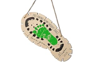 TRUMPETIC Following in My Daddy's Shoes, Father's Day Footprint Craft, Custom DIY Craft Footprint Gift for Dad, Father's Day Craft for Kids to Make, Birthday Gift from Kids Toddlers Baby Keepsake Sign Plaque