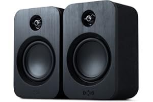 House of Marley Get Together Duo Bluetooth Bookshelf Speakers - Sustainably Crafted, Wireless Turntable Speakers, Mains Powered or 25 Hours Battery Life, AUX in - Amazon Exclusive Black Edition
