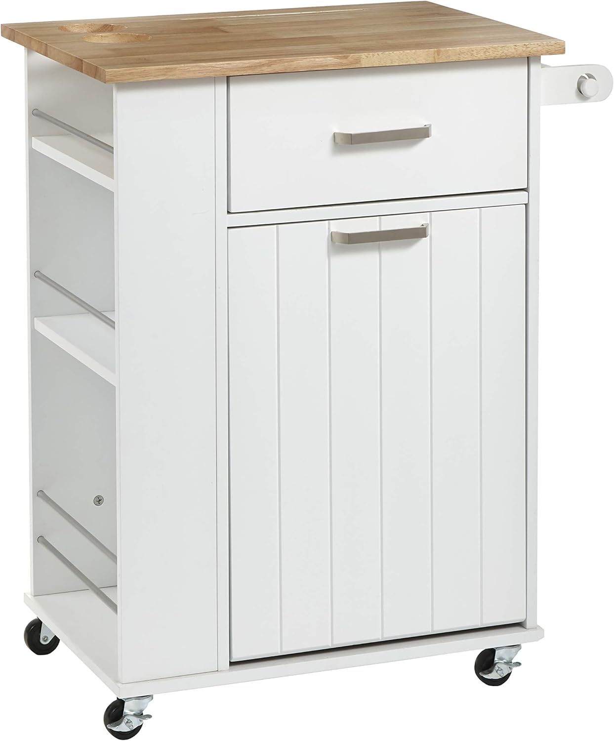 target storage cabinets with doors on Home Kitchen White Pull Out Trash Bin And Rubberwood Top Target Marketing Systems Lima Kitchen Island Cart With 3 Tier Spice Racks 28 7 Drawer Furniture