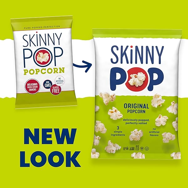 SKINNYPOP POPCORN, ORIGINAL, WHOLE GRAIN, DAIRY-FREE SNACK, 8OZ FAMILY SIZE BAG