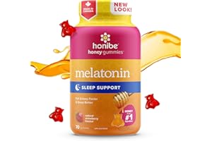 Honibe Melatonin Sleep Support Gummies | Honey-Based Gummies Made in Canada | Nighttime Sleep Aid | Natural Sleep Aid to Help