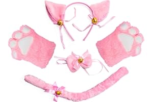 Beelittle Cat Cosplay Costume Accessories Kitten Ears Tail Collar Paws for Women Girl Halloween Dress Up
