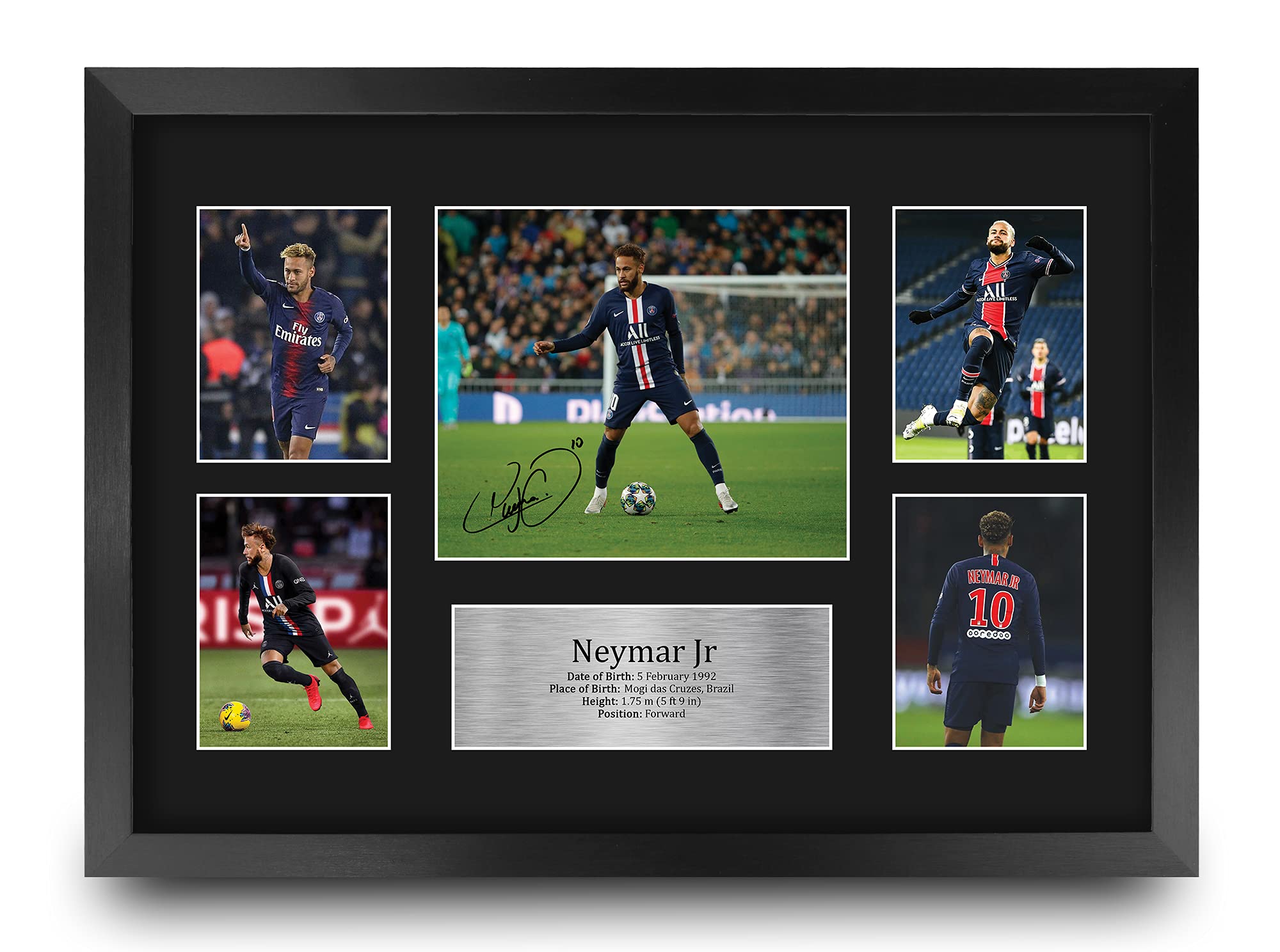 HWC Trading Neymar Jr Paris Blue and Reds Gifts Printed Signed Autograph Picture for Football Fans and Supporters - A3 Framed