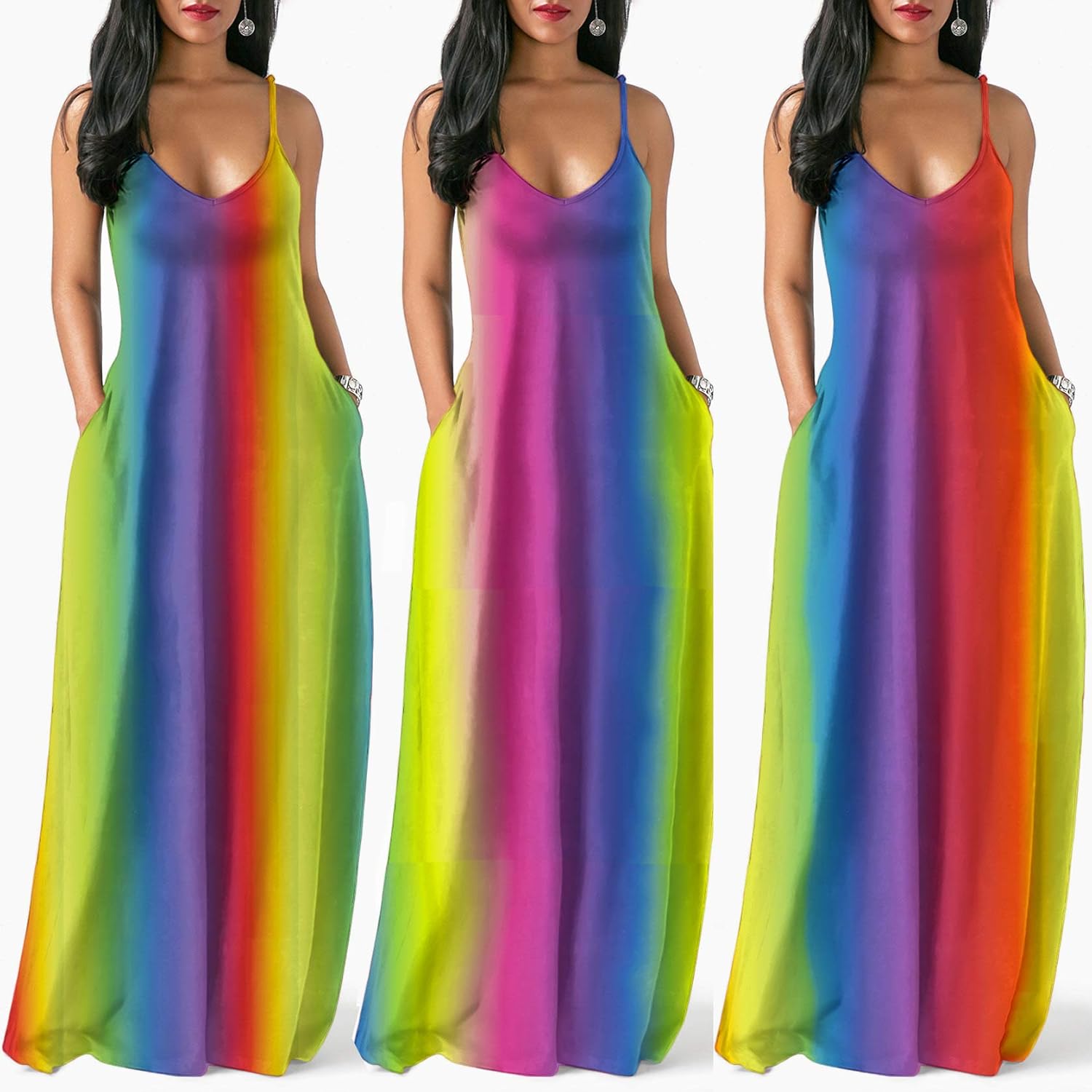 rainbow maxi dresses