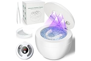 SENLUKIT Dental Ultrasonic Retainer Cleaner Machine 45kHz, UV Denture Cleaner with 4 Modes Digital Timer, Portable 200ML UltraSonic Cleaning Pod for Night Mouth Guard, Aligner, Braces, Jewelry and More-White