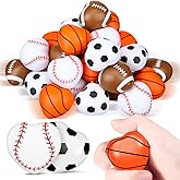 Poen 36 Pcs Valentines Sports Stress Balls Gift Heart Stress Relief Toy Bulk Mini Valentines Balls Gifts Basketball Football Baseball Soccer Sports Party Favors for Adults Kids School Office