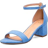 mysoft Women's Chunky Low Heels Open Toe Block Heeled Dress Ankle Strap Pump Wedding Sandals