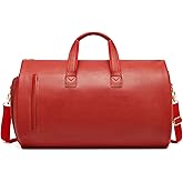 Leather Garment Bag Women, Carry on Garment Bag for Travel Convertible Garment Duffel Bag 2 in 1 Waterproof Foldable Travel Suit Bag Weekender Bag with Shoe Pouch