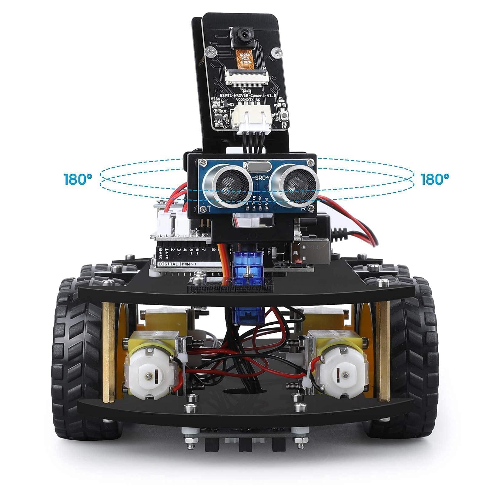 ELEGOO Smart Robot Car Kit V4.0 Kompatibel mit Arduino IDE Elektronik Baukasten mit Kamera, UNO R3, Line Tracking Modul, Ultraschallsensor, Auto Roboter Spielzeug für Kinder 3