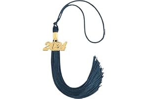 GRADFTY 2024 Tassel Graduation Cap Tassel with 2024 Gold Charm,Navy Blue Tassel