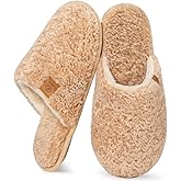 EverFoams Women's Fuzzy Slip-on Slippers Warm Cozy Soft Lightweight Memory Foam Indoor House Shoes