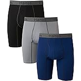 Hanes Men's Underwear Boxer Briefs or Long-Leg Boxer Briefs Pack, 3 Pack, No-Ride-Up, Stretch-Cotton Men Clothing
