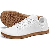 AIRHAS Womens Minimalist Barefoot Shoes Zero Drop Wide Toe Box Shoes Lightweight Casual Fashion Sneakers for Women(White/Gum,9.5)