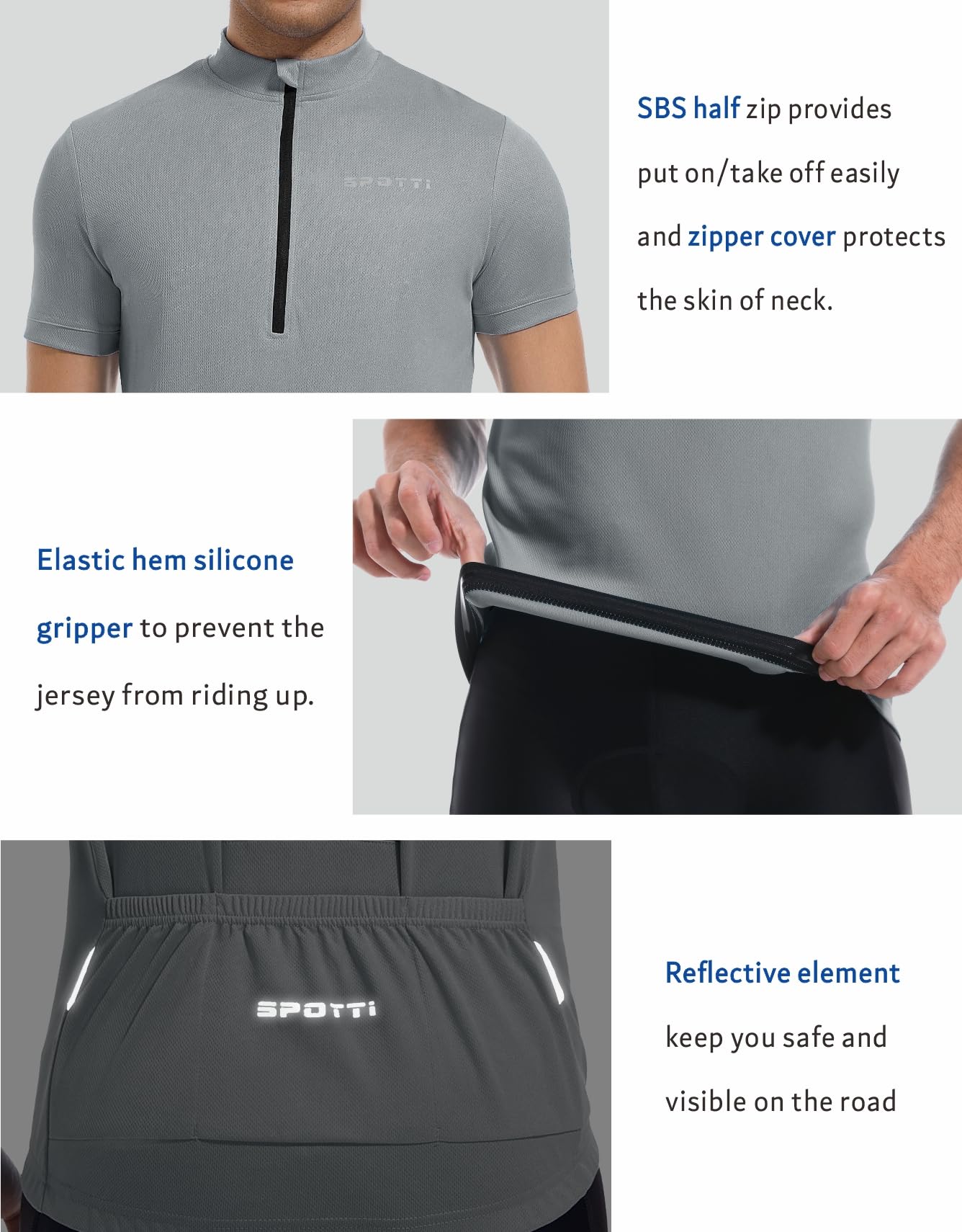 Spotti Men's Cycling Bike Jersey Short Sleeve With 3 Rear Pockets